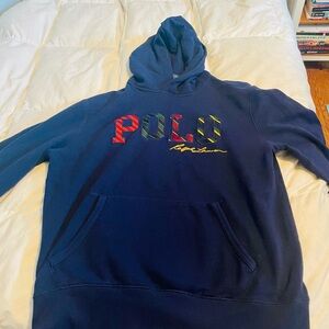 Polo by Ralph Lauren Navy Hoodie with Multicolor Embroidered Logo